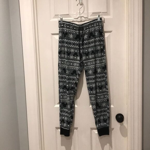 Disney Mickey Mouse snowflake jogger pj pants SZ M - Picture 1 of 5